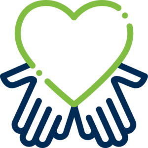charity heart and hands icon