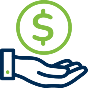 personal hands and money icon